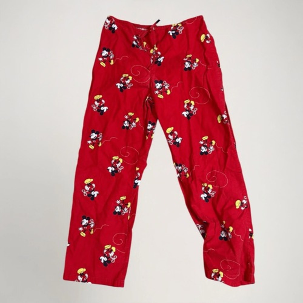 Disney Women Mickey‎ Mouse Sleepwear Pajama Pants Size S Red Cotton Y2K Cozy